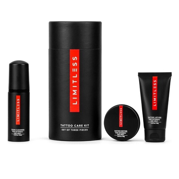 Limitless Premium Tattoo Aftercare Kit  Set of 3 Pieces Cleanser, Butter, Lotion - Picture 1 of 9